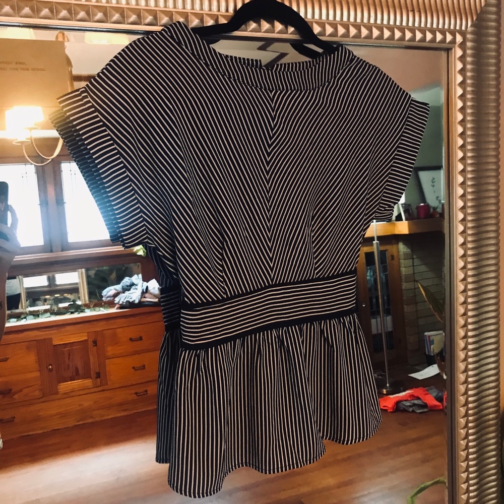 Navy Blue / White striped blouse